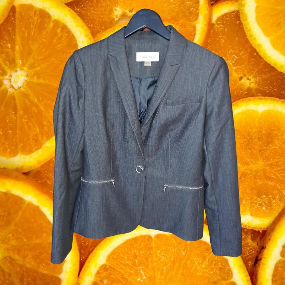 Calvin Klein 1 Button Gray‎ Fitted Blazer Size 6